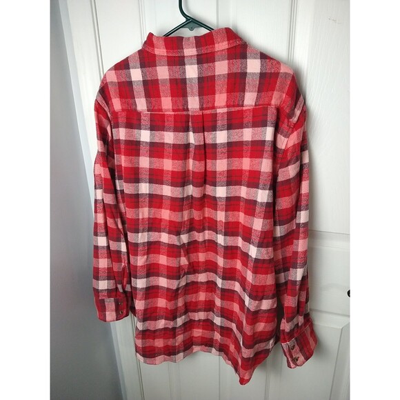 Aerie Woman XL  Oversized Red Flannel Plaid Button Down Shirt  LS Outdoor Casual - Picture 10 of 10